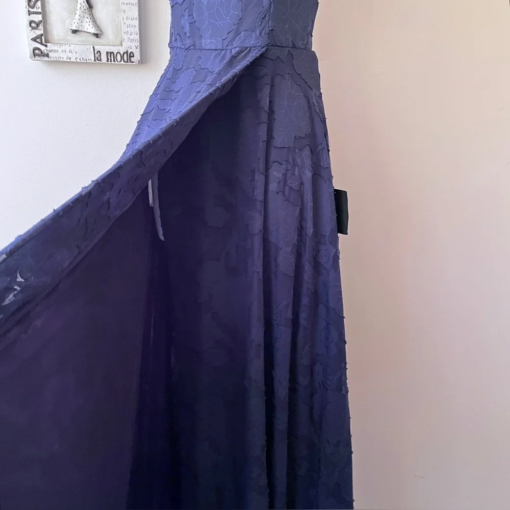 NWT Lulus Let There Be Romance Blue Burnout Floral Maxi Wedding Guest Dress L - Picture 8 of 16